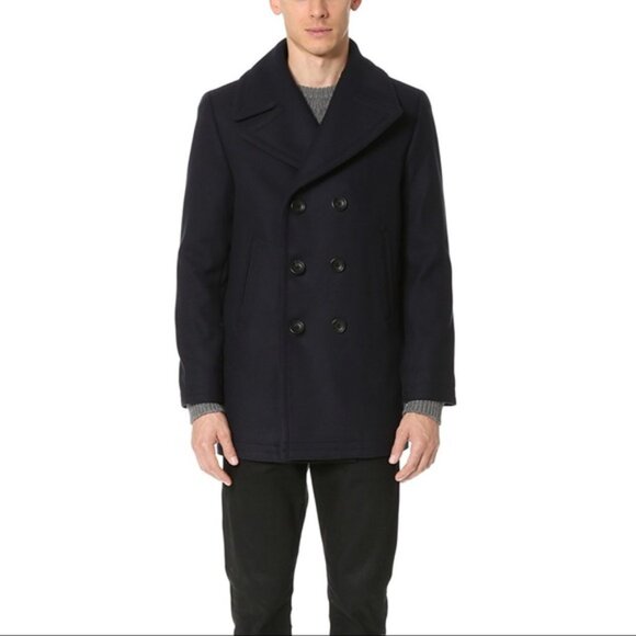 Club Monaco Men’s Wool Peacoat – Navy – Double-Breasted - Picture 2 of 9